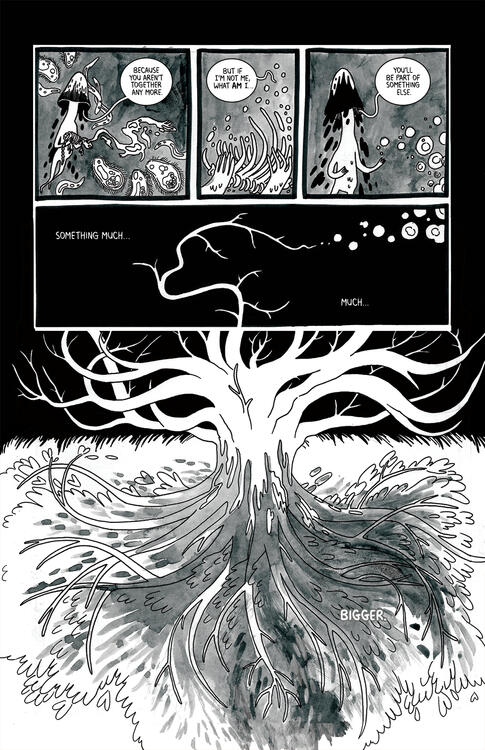 Untitled the vole's spirit disippates, becoming part of the root system of a vast tree.
