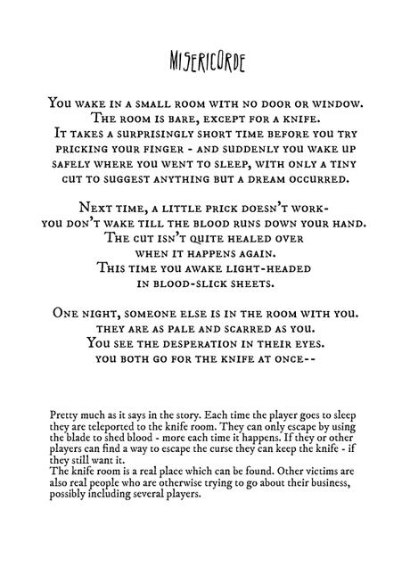 a page that describes the misericorde and how to use it in a game.